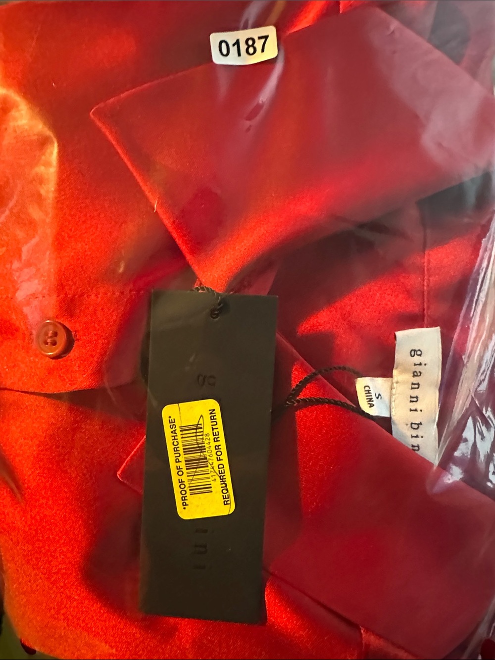 Gianni Bini Red Cherry Satin Button-Down Long Sleeves Shirt Satin Oversized - Picture 11 of 11